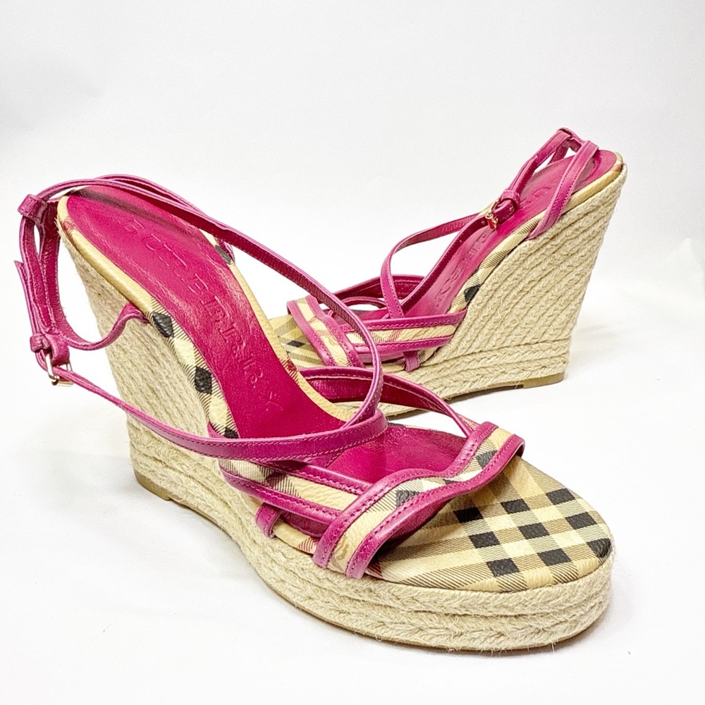 Burberry Leather strap Espadrille Wedge Sandals size 39.5